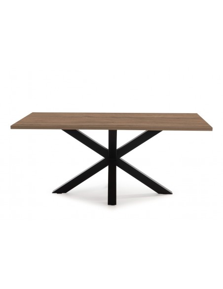 Mesa diseño ARGO 180x100, melamina nogal y base metal negro