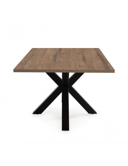 Mesa diseño ARGO 180x100, melamina nogal y base metal negro