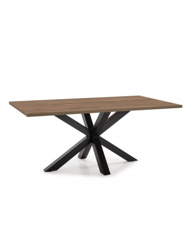 Mesa design ARGO 180x100, melamina nogueira e base metal preto