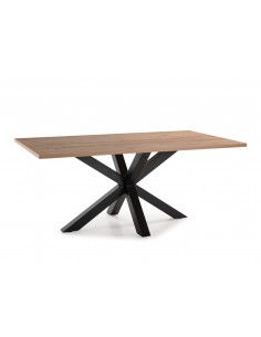 Mesa diseño ARGO 180x100, melamina roble y base metal negro