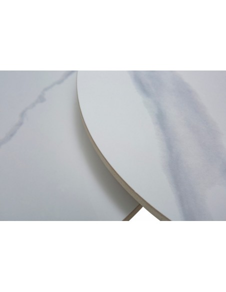 Set de 2 mesas de centro redondas RILEY, porcelânico branco e base metal preto