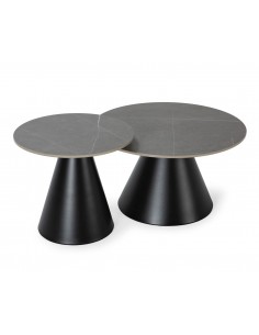 Set de 2 mesas de centro redondas LOUNA, porcelânico...