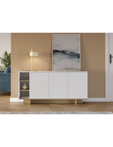 Aparador CEQUOIA 170 x 40, 3 portas e 3 espaços em branco e carvalho