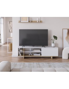 Mueble de TV CEQUOIA 160 x 35,1 puerta 4 huecos en blanco... 2
