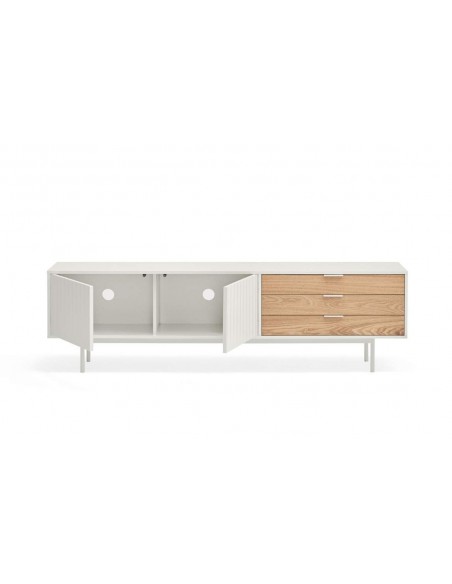 TEULAT Mueble TV Sierra 180x40, roble, lacado en blanco. TEULAT Mueble TV Sierra 180x40, roble, lacado en blanco.
