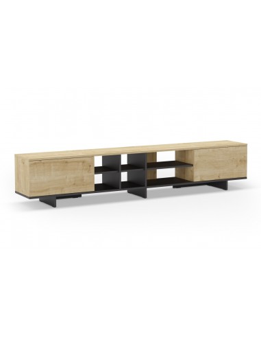 Móvel TV CEQUOIA 230 x 35, 2 portas 6 furos em carvalho e preto