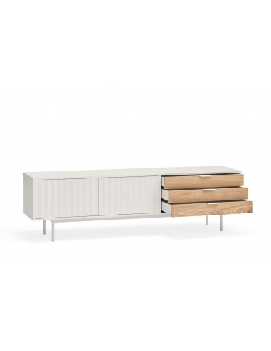 TEULAT Mueble TV Sierra 180x40, roble, lacado en blanco.