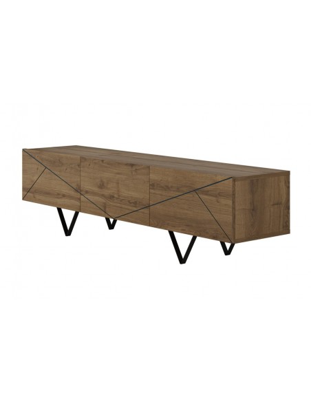 Mueble de TV 160 x 37 CONNIE 3 puertas, melamina nogal