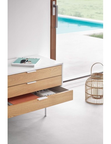 TEULAT Mueble TV Sierra 180x40, roble, lacado en blanco.