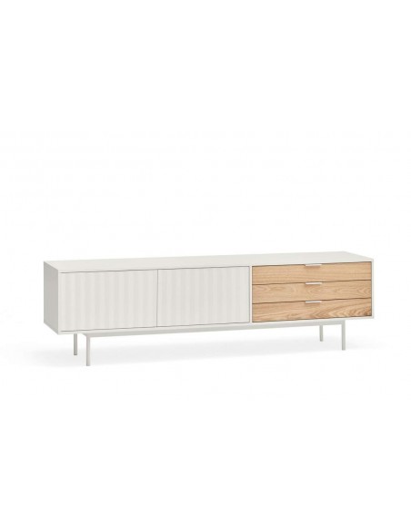 TEULAT Mueble TV Sierra 180x40, roble, lacado en blanco.