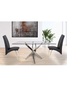 Mesa de vidro Maré 140x90, cromado 2