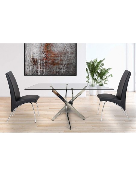 Mesa de vidro Maré 140x90, cromado Mesa de vidro Maré 140x90, cromado