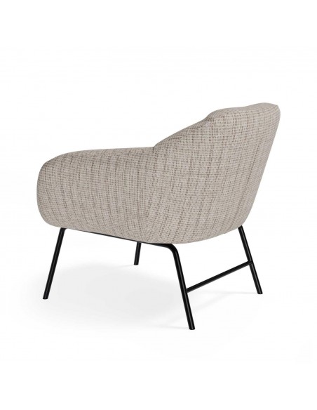 Poltrona NAMUR em tecido bora e aço acabamento preto.