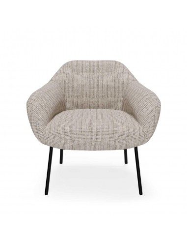 Butaca NAMUR de tejido bora y acero acabado negro.