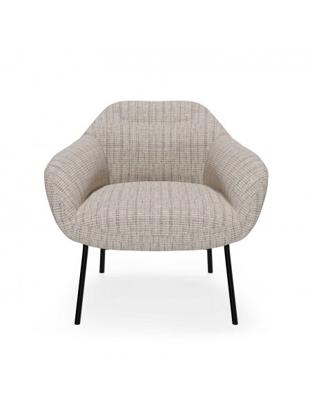 Poltrona NAMUR em tecido bora e aço acabamento preto.