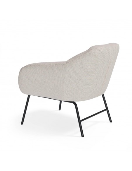 Butaca NAMUR de tejido bora y acero acabado negro.