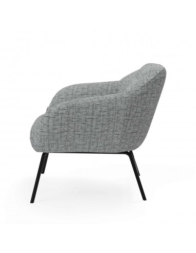 Butaca NAMUR de tejido bora y acero acabado negro.