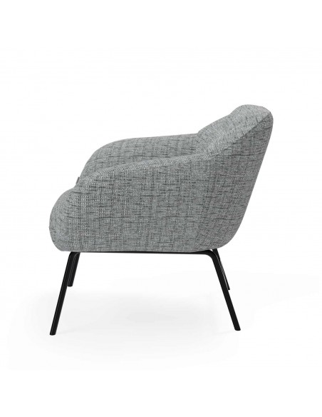 Poltrona NAMUR em tecido bora e aço acabamento preto.