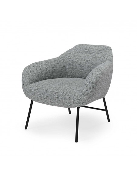 Butaca NAMUR de tejido bora y acero acabado negro.