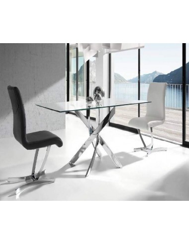 Mesa de cristal Marea 140x90, cromado
