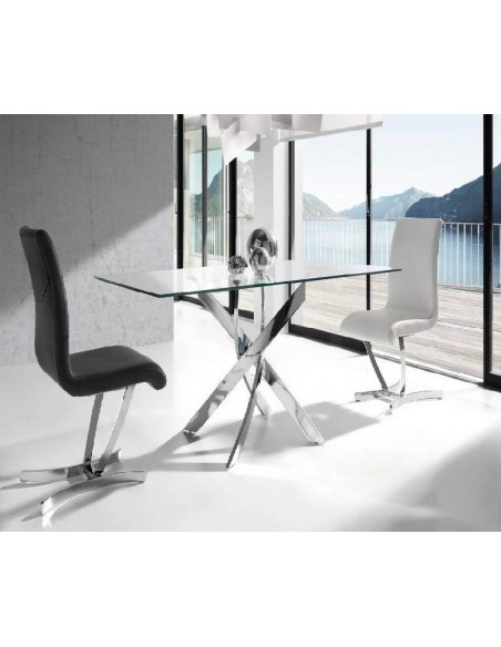 Mesa de cristal Marea 140x90, cromado