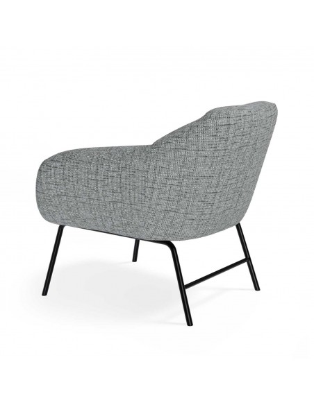 Poltrona NAMUR em tecido bora e aço acabamento preto.