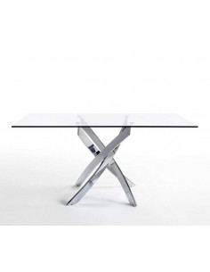 Mesa de cristal Marea 140x90, cromado