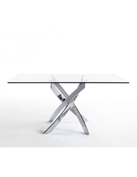 Mesa de cristal Marea 140x90, cromado