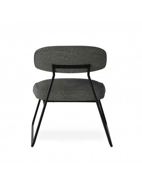Butaca de diseño retro NICOSIA, tapizado Lemur y estructura en metal negro.