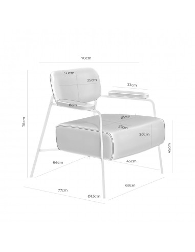 Poltrona BREDA de design retrô com estofamento...
