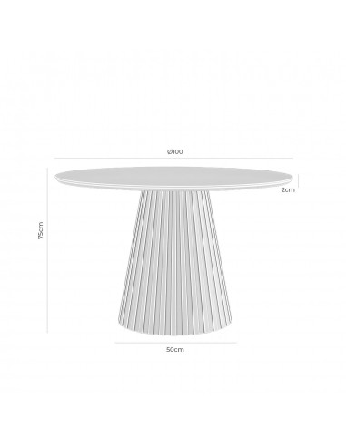 Mesa redonda NAYLA de Ø 100, chapada en roble.