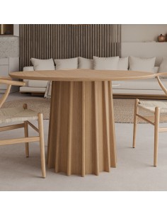 Mesa redonda LICIA de Ø100, chapa de roble natural. 2