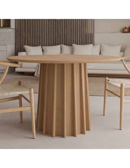 Mesa redonda LICIA de Ø100, chapa de roble natural.