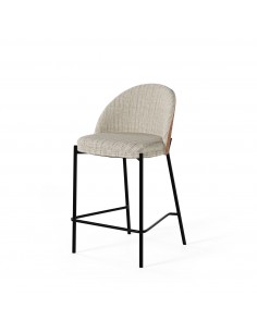 Taburete bajo Eamy 65, tejido Bora y respaldo chapado en...