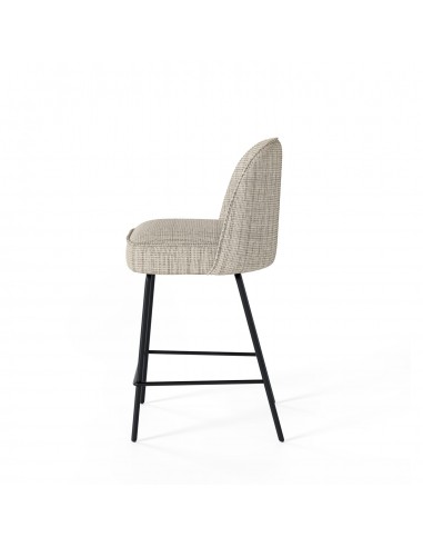 Taburete NELSON 65 de tejido Bora y metal negro.