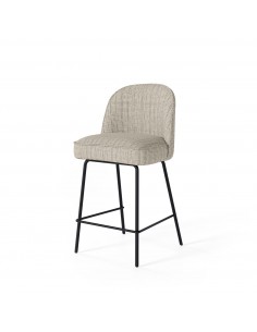 Taburete NELSON 65 de tejido Bora y metal negro.