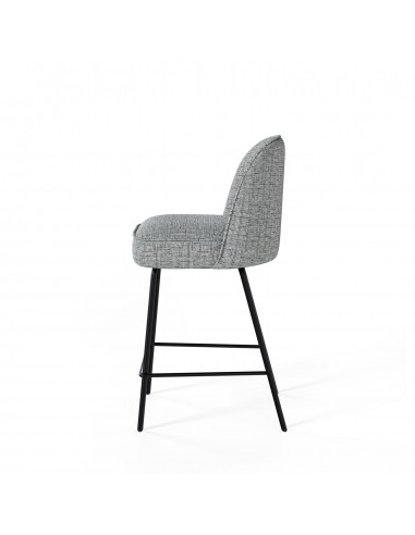 Taburete NELSON 65 de tejido Bora y metal negro.