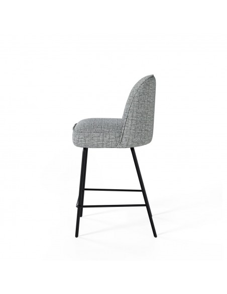 Taburete NELSON 65 de tejido Bora y metal negro.