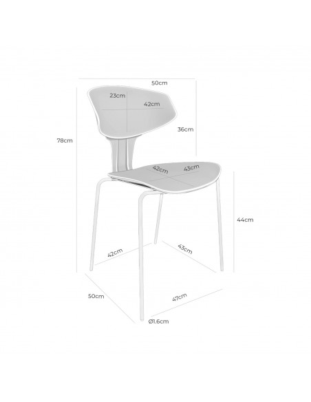 Silla para cocina de diseño RENE, polipropileno, metal.