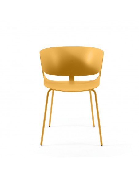Silla de diseño con brazos TAYLOR en polipropileno y patas metálicas.