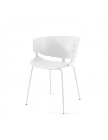 Silla de diseño con brazos TAYLOR en polipropileno y patas metálicas.