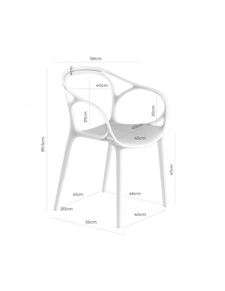 Silla exterior con brazos apilable EILIN en polipropileno.