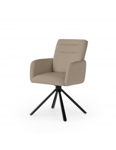 Silla giratoria con brazos LINDA tejido chenille y acero...
