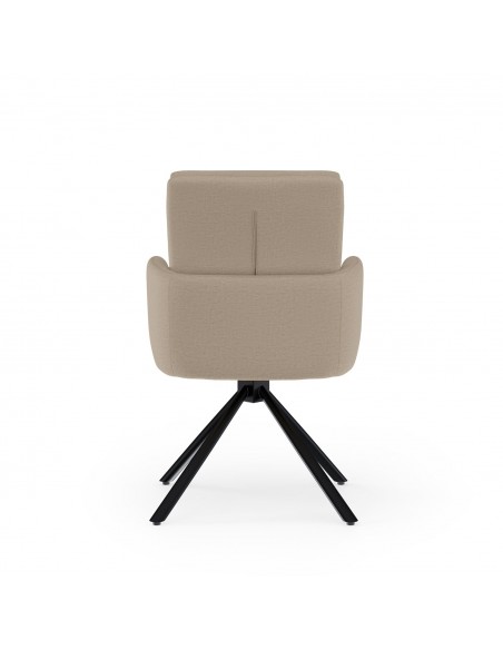 Silla giratoria con brazos LINDA tejido chenille y acero negro.