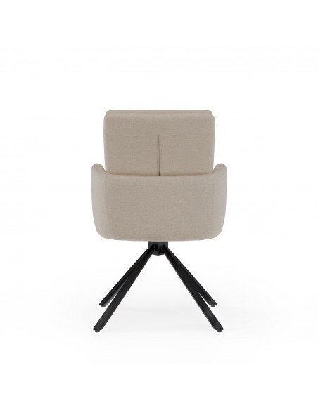 Silla giratoria con brazos LINDA tejido chenille y acero negro.