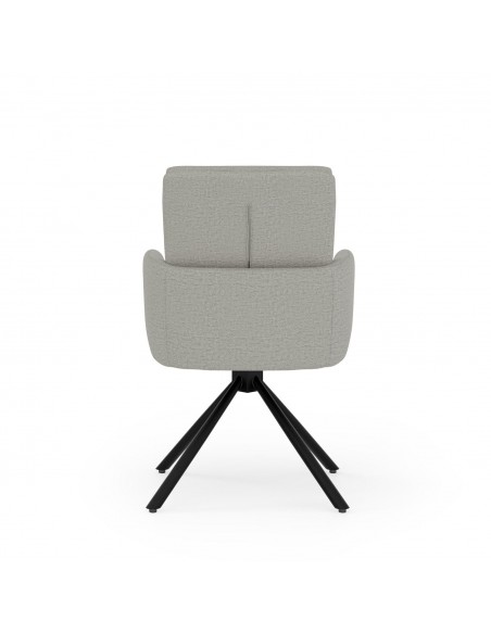 Silla giratoria con brazos LINDA tejido chenille y acero negro.