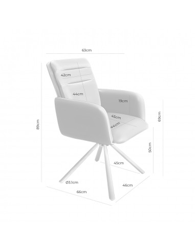 Cadeira giratória com braços LINDA em tecido...