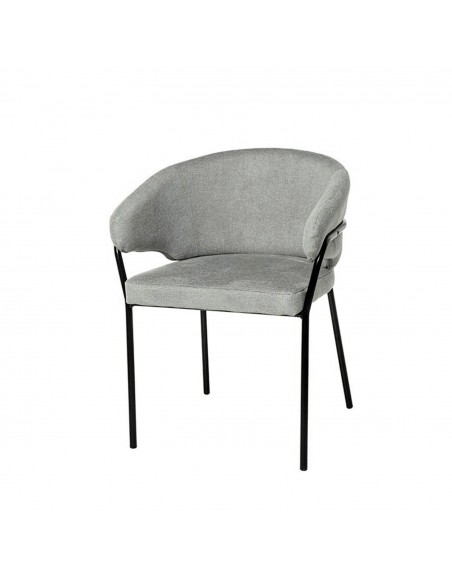 Silla con brazos BETINA, gris claro y patas metálicas.