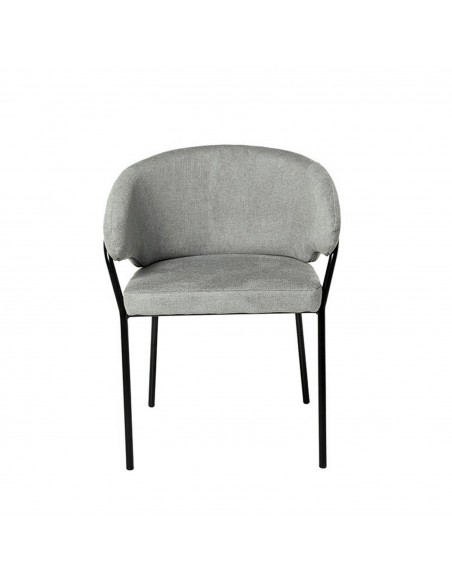 Silla con brazos BETINA, gris claro y patas metálicas.