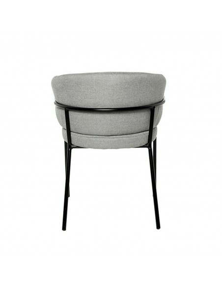 Silla con brazos BETINA, gris claro y patas metálicas.